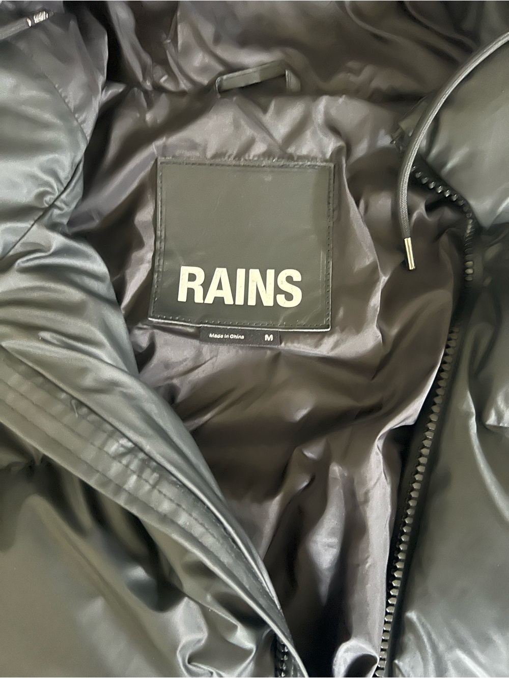 Rains Black Waterproof Jacket with Logo Patch
